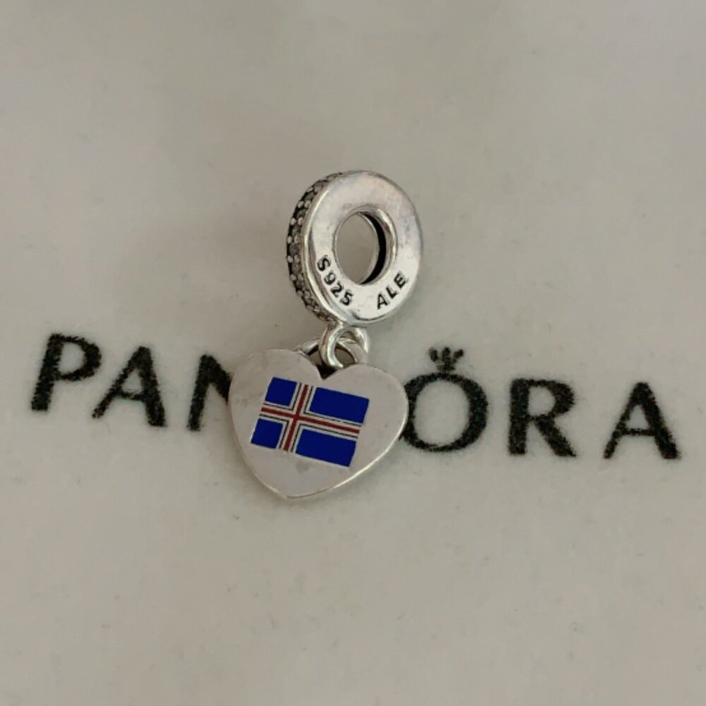 Pandora Iceland Flag Charm Pendant sterling silver